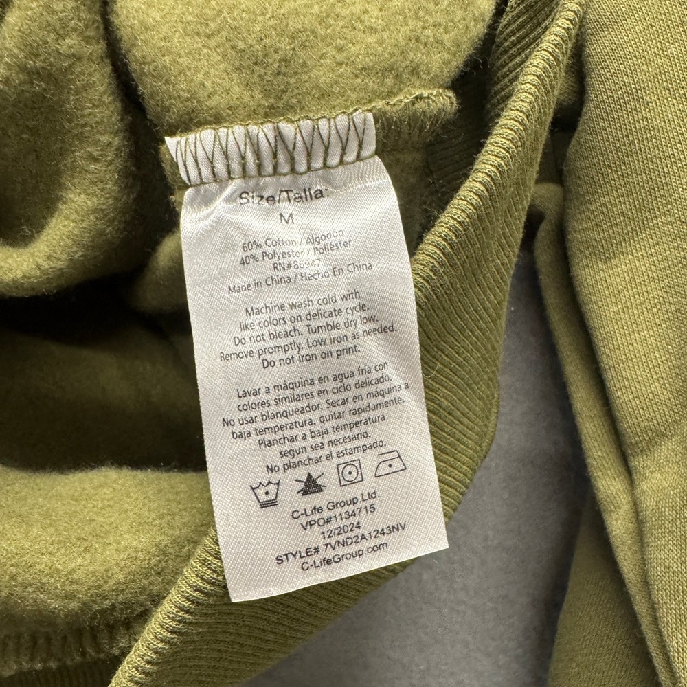 Von Dutch Hoodie Womens Medium M Pullover Olive Green Fleece Crop NEW - Picture 5 of 6